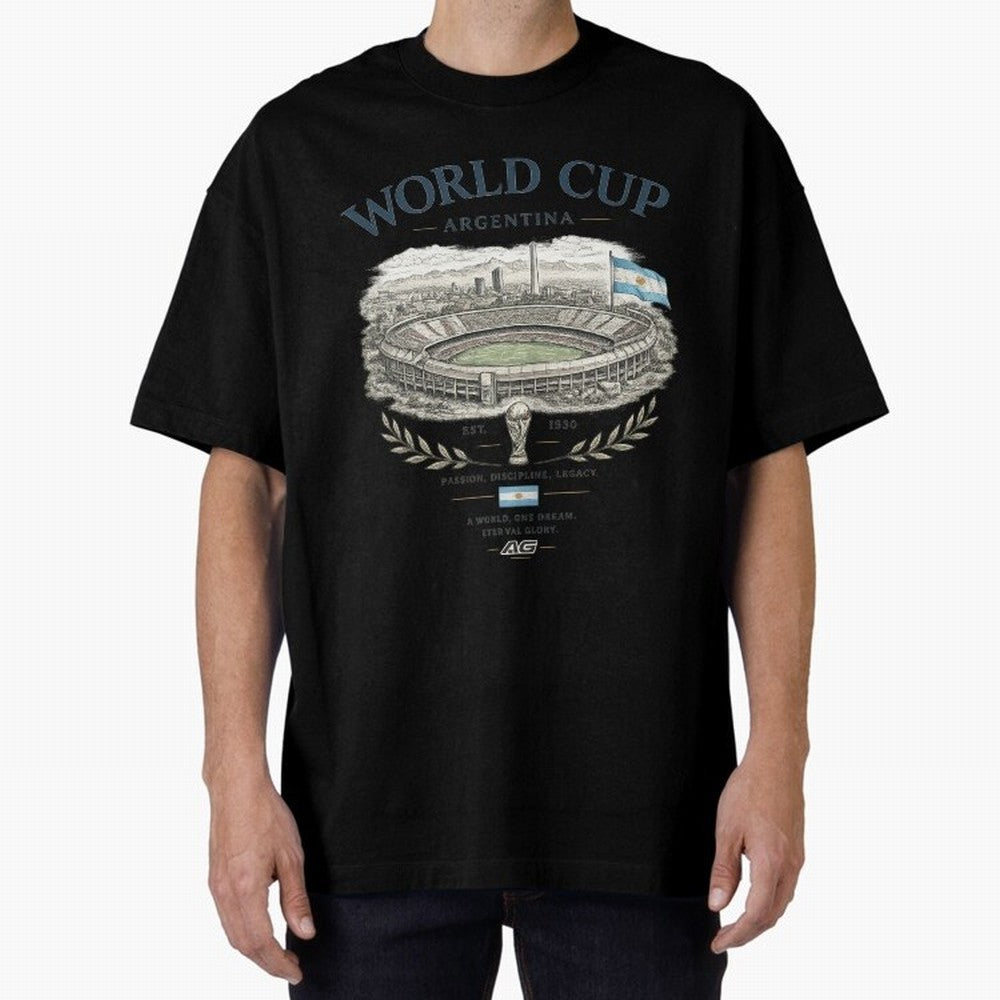 Argentina World Cup Vintage Streetwear Oversized T-Shirt Follow Global Football Passion for FIFA World Cup 2026, Celebrating Haaland, Portugal, Spain and Germany, Stadium Chants, National Pride, Trophy Dreams and Unforgettable Football Memories;