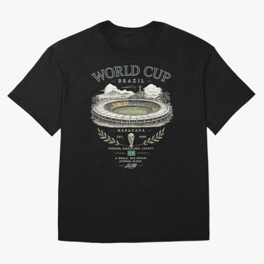 Brazil World Cup Maracana Streetwear Oversized T-Shirt Experience Global Football Passion for FIFA World Cup 2026, Capturing Messi, Neymar and Mbappe, England, Soccer Culture, Superstar Moments, National Team Dreams and Competitive Fire; Great for