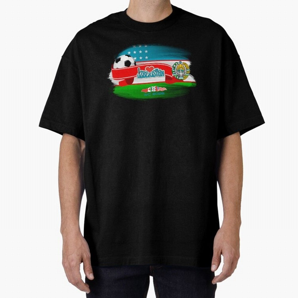 UzbekistanWC 2026 Oversized T-Shirt Bring Trophy Dreams to FIFA World Cup 2026 USA Canada Mexico for Fans of Messi, CR7 and Mbappe and Brazil, Portugal and Argentina, Bringing Goal Celebration Energy, Supporter Heritage, Football Icons and
