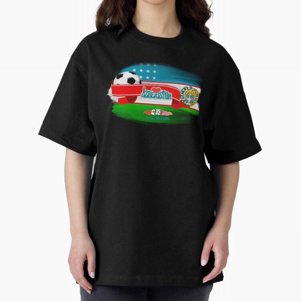 UzbekistanWC 2026 Oversized T-Shirt Bring Trophy Dreams to FIFA World Cup 2026 USA Canada Mexico for Fans of Messi, CR7 and Mbappe and Brazil, Portugal and Argentina, Bringing Goal Celebration Energy, Supporter Heritage, Football Icons and