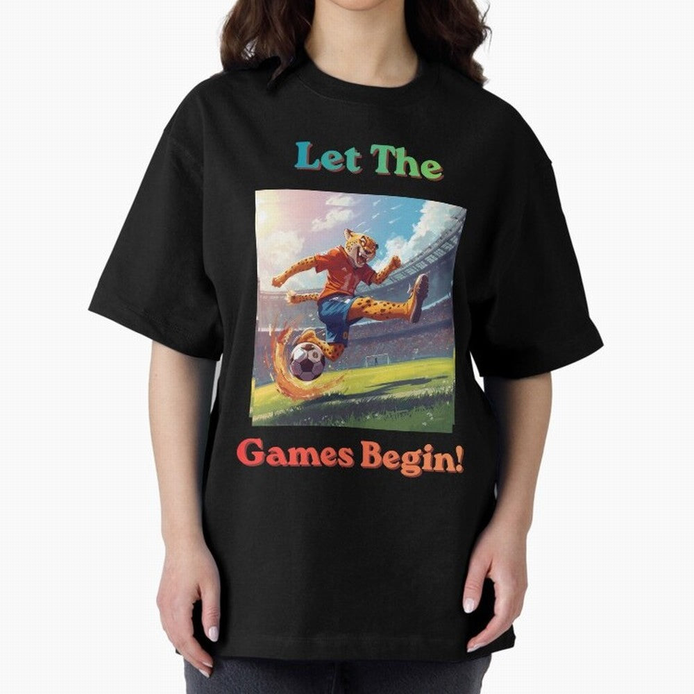 Let The Games Begin ¨C World Cup Soccer 2026 Oversized T-Shirt Show Your Love for FIFA World Cup 2026 USA Canada Mexico for Fans of Cristiano Ronaldo, Haaland and CR7 and Portugal, Bringing Worldwide Fan Energy, Dramatic Goals, Stadium Lights and