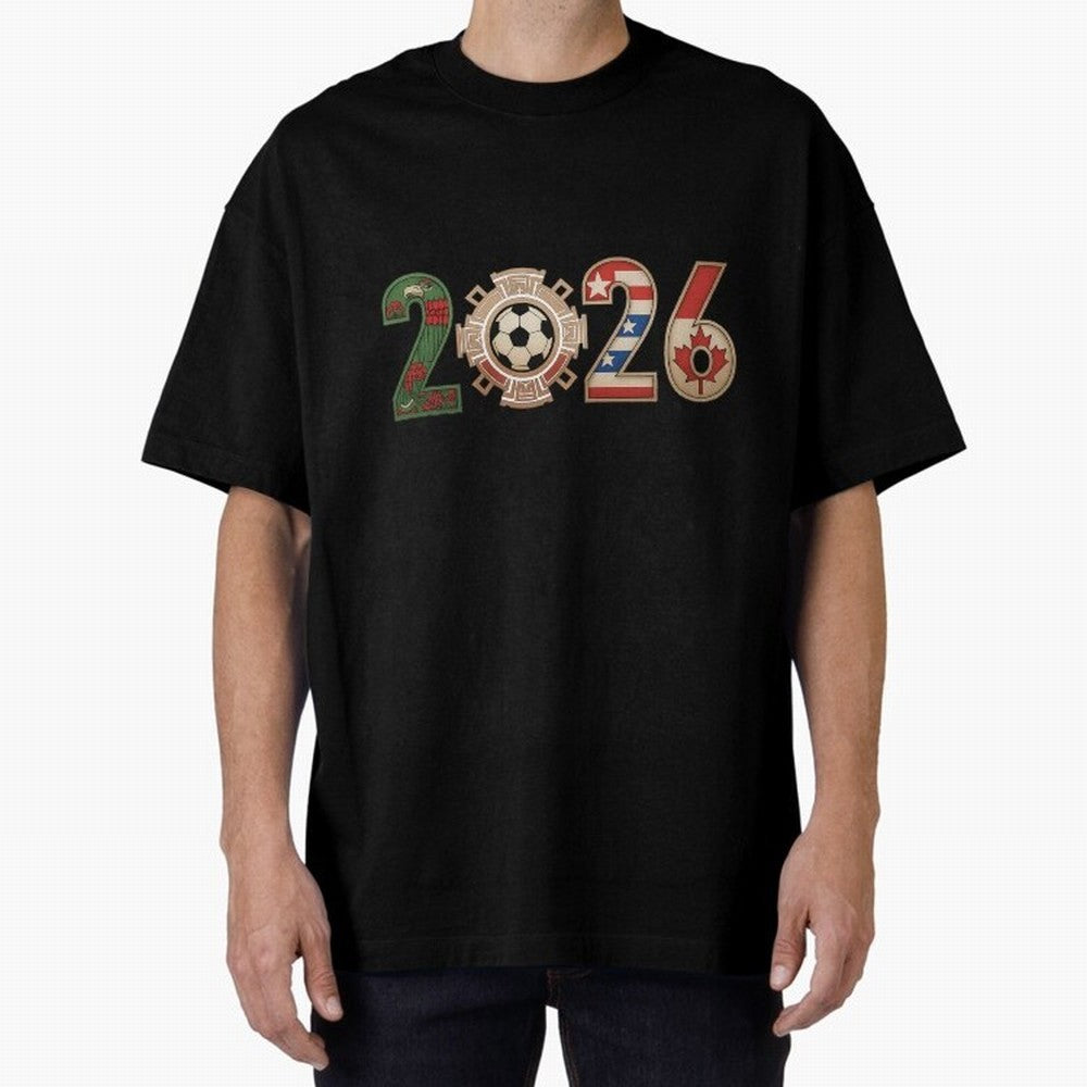 2026 Oversized T-Shirt Turn Up for Global Football Passion for FIFA World Cup 2026 USA Canada Mexico, Featuring Messi, Neymar and Mbappe, Spain and Netherlands, Goal Celebration Energy, Supporter Heritage, Football Icons and Worldwide Tournament