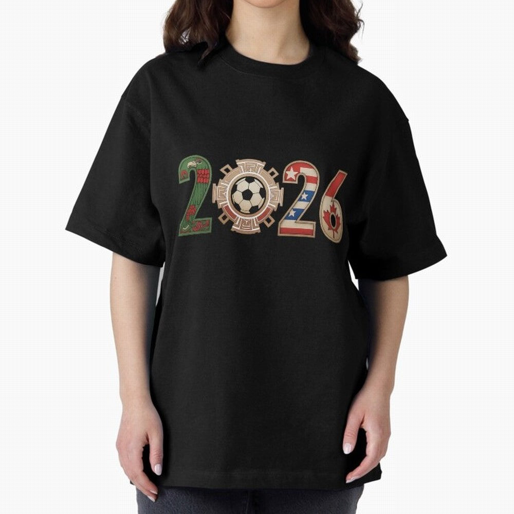 2026 Oversized T-Shirt Turn Up for Global Football Passion for FIFA World Cup 2026 USA Canada Mexico, Featuring Messi, Neymar and Mbappe, Spain and Netherlands, Goal Celebration Energy, Supporter Heritage, Football Icons and Worldwide Tournament