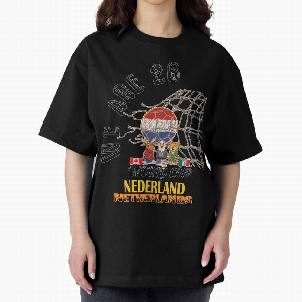 World cup 26 - Netherlands Oversized T-Shirt Support Iconic Players in FIFA World Cup 2026 Group Stage for Fans of Neymar, Haaland and Cristiano Ronaldo and Netherlands, Bringing Sports Nostalgia, International Competition, Famous Players and