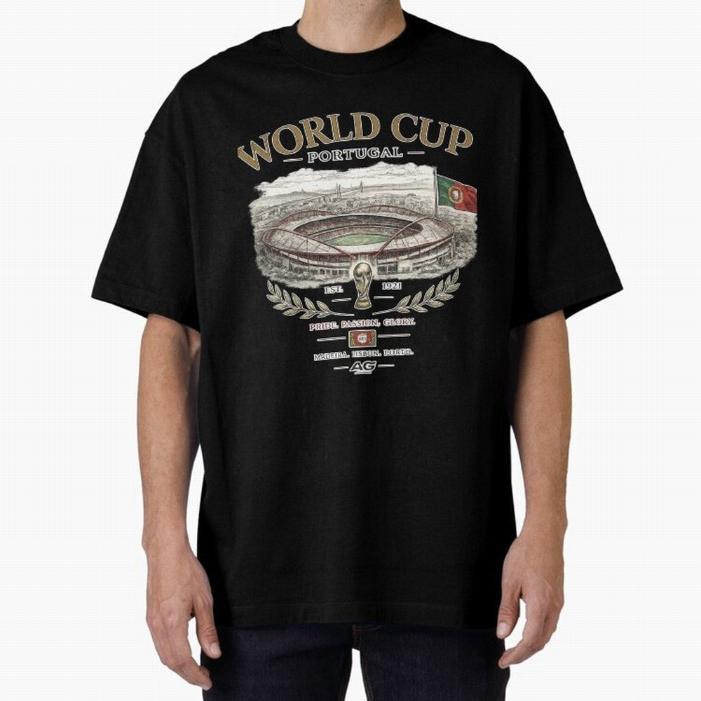 Portugal World Cup Estadio Da Luz Oversized T-Shirt Bring Trophy Dreams to FIFA World Cup 2026 Group Stage Spirit, Inspired by Portugal, Haaland, Football Passion, Legendary Performances, Festival Vibes and Supporter Community; Perfect for Fans,