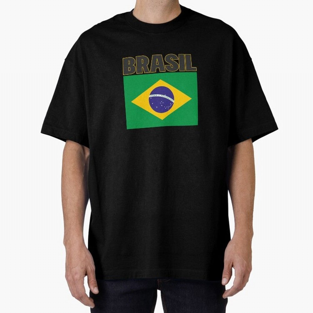 Brasil Flag Oversized T-Shirt Celebrate Football Heritage in the FIFA World Cup 2026 Group Stage Journey through Mbappe and Neymar Highlights, Spain Pride, Football Festival Excitement, Trophy Ambitions, Country Rivalries and Star Player Buzz;