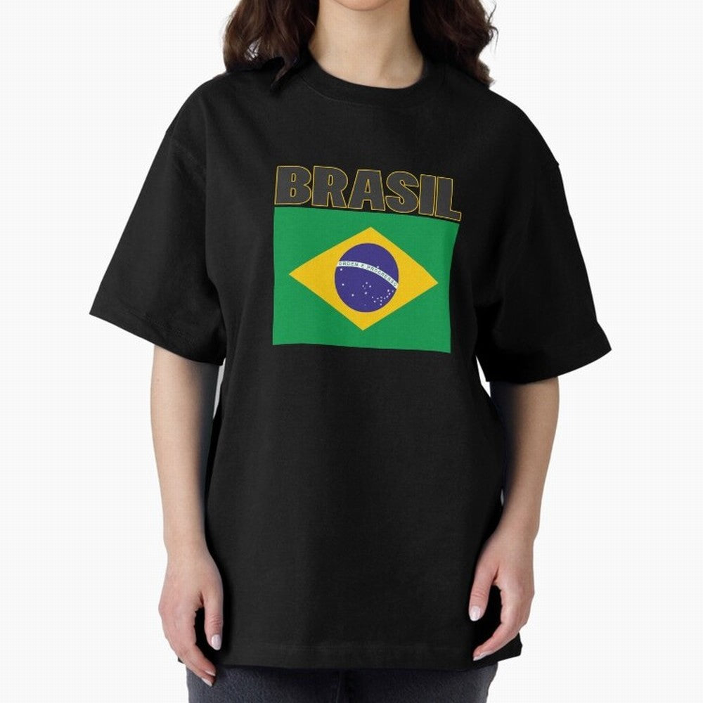Brasil Flag Oversized T-Shirt Celebrate Football Heritage in the FIFA World Cup 2026 Group Stage Journey through Mbappe and Neymar Highlights, Spain Pride, Football Festival Excitement, Trophy Ambitions, Country Rivalries and Star Player Buzz;