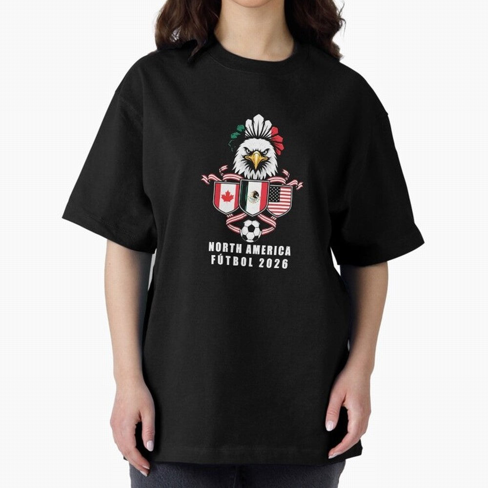 North America Football Spirit 2026 T-Shirt_82768088 Oversized T-Shirt Support Iconic Players in Global Football Passion for FIFA World Cup 2026, Celebrating Messi and Cristiano Ronaldo, Germany, Match Day Excitement, Supporter Culture, Golden Goals