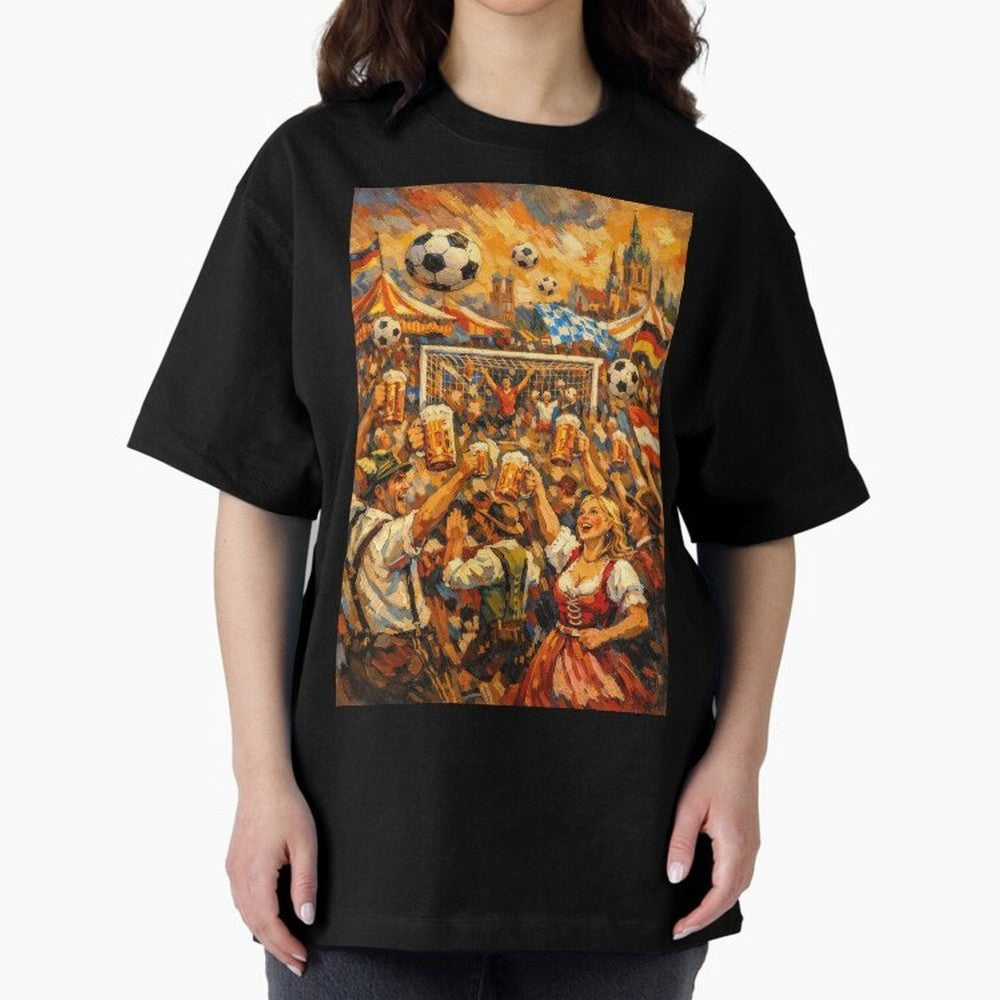 Festival Celebration with Soccer and Beer Oversized T-Shirt Remember Iconic Moments from the FIFA World Cup 2026 USA Canada Mexico Journey through Mbappe Highlights, Netherlands Pride, Championship Spirit, Famous Goals, Roaring Crowds and