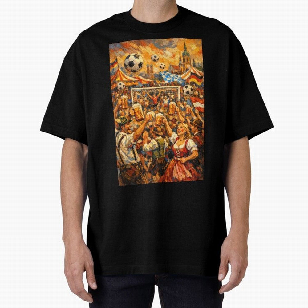 Festival Celebration with Soccer and Beer Oversized T-Shirt Remember Iconic Moments from the FIFA World Cup 2026 USA Canada Mexico Journey through Mbappe Highlights, Netherlands Pride, Championship Spirit, Famous Goals, Roaring Crowds and