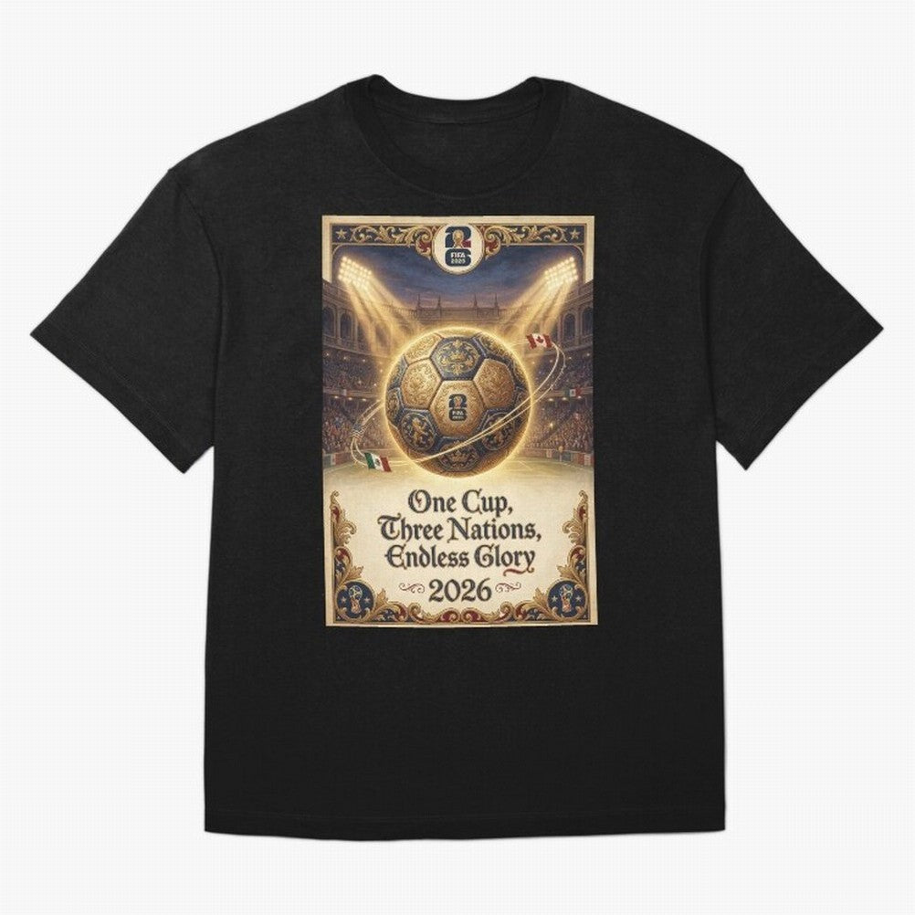 FIFA World Cup 2026 Poster Oversized T-Shirt Cheer for the FIFA World Cup 2026 Group Stage Journey through Haaland and Mbappe Highlights, England Pride, Global Supporter Spirit, Legendary Goals, National Colors and Tournament Celebration; Perfect