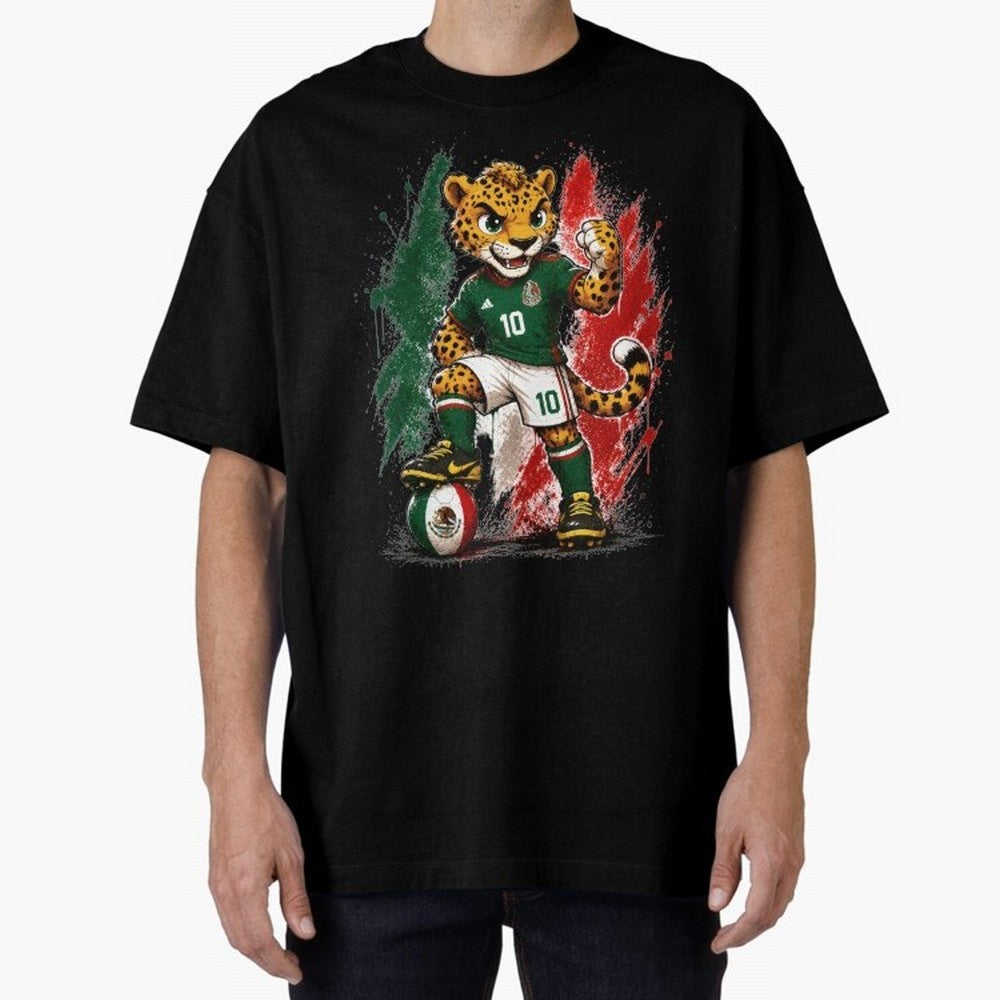 Mexico Fifa Mundial Oversized T-Shirt Bring Global Tournament Vibes to FIFA World Cup 2026 Group Stage Spirit, Highlighting Spain, Messi and Cristiano Ronaldo, Worldwide Fan Energy, Dramatic Goals, Stadium Lights and Championship Celebrations;