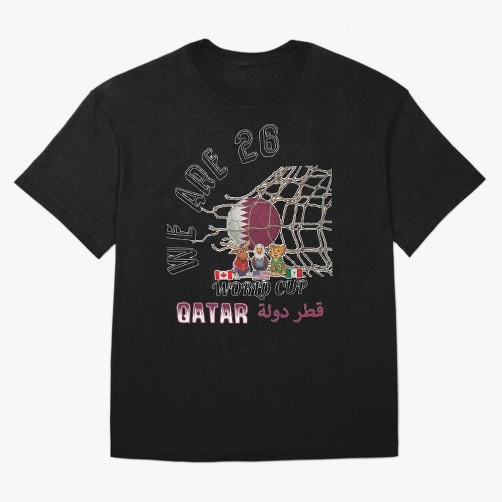 World cup 26 - Qatar Oversized T-Shirt Celebrate Fan Favorites in FIFA World Cup 2026 USA Canada Mexico for Fans of CR7 and Messi and France, Bringing Goal Celebration Energy, Supporter Heritage, Football Icons and Worldwide Tournament Joy; Made
