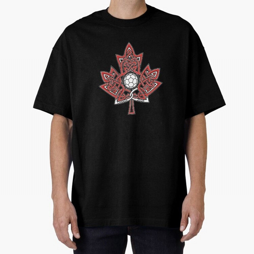Interwoven Maple Leaf Canada Soccer 2026 T-Shirt_83135197 Oversized T-Shirt Celebrate Match Day Hype around FIFA World Cup 2026 Group Stage, Messi and Cristiano Ronaldo, Brazil, Portugal and Argentina, Stadium Chants, National Pride, Trophy Dreams