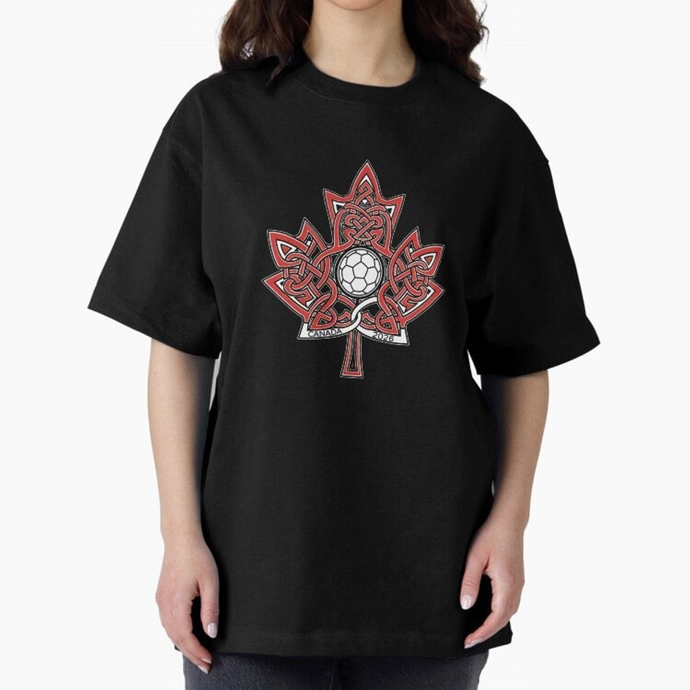 Interwoven Maple Leaf Canada Soccer 2026 T-Shirt_83135197 Oversized T-Shirt Celebrate Match Day Hype around FIFA World Cup 2026 Group Stage, Messi and Cristiano Ronaldo, Brazil, Portugal and Argentina, Stadium Chants, National Pride, Trophy Dreams
