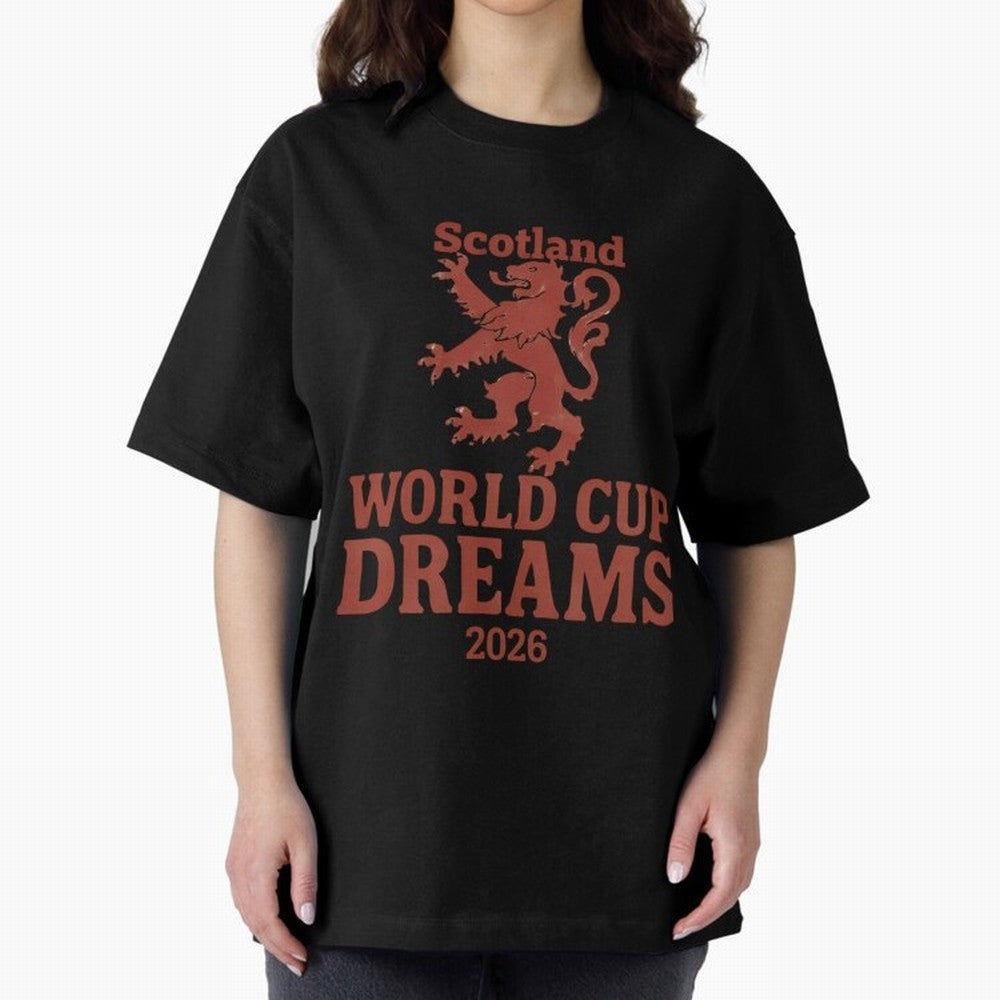 Scotland World Cup Dreams 2026 Oversized T-Shirt Follow the Road to the FIFA World Cup 2026 Group Stage Journey through Mbappe Highlights, Argentina and Brazil Pride, Game Day Rituals, Football Legends, Country Pride and the Road to the Final;