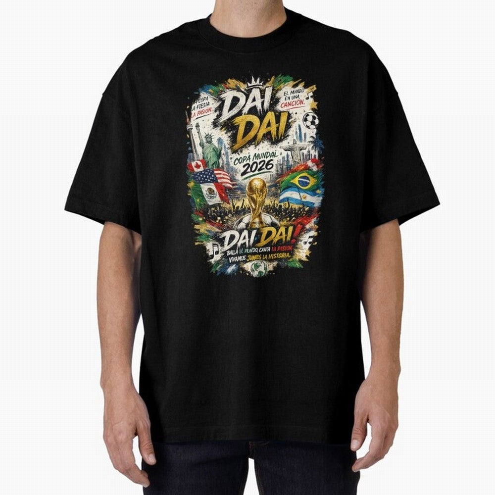 DAI DAI DESIGN FIFA 2026 Oversized T-Shirt Celebrate Supporters United by FIFA World Cup 2026 for Fans of Neymar, Haaland and Cristiano Ronaldo and Argentina, Bringing Football History, Final Match Energy, Crowd Noise and Once in a Lifetime