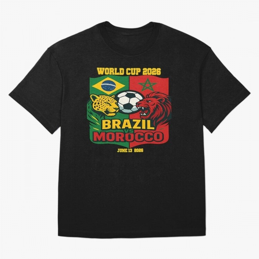 Brazil Vs Morocco June 13 2026 World Cup Soccer We Are Morocco Oversized T-Shirt Refresh the FIFA World Cup 2026 Group Stage Journey through Messi, CR7 and Mbappe Highlights, Argentina Pride, Football Festival Excitement, Trophy Ambitions, Country