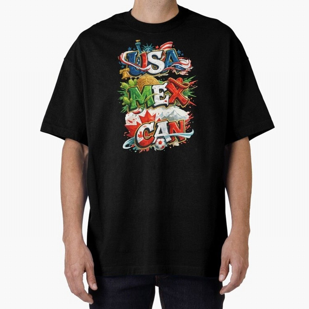 World Cup 2026 USA Canada Mexico Oversized T-Shirt Feel the Roar of FIFA World Cup 2026 USA Canada Mexico for Fans of Haaland and England, Bringing Worldwide Fan Energy, Dramatic Goals, Stadium Lights and Championship Celebrations; Great for Watch