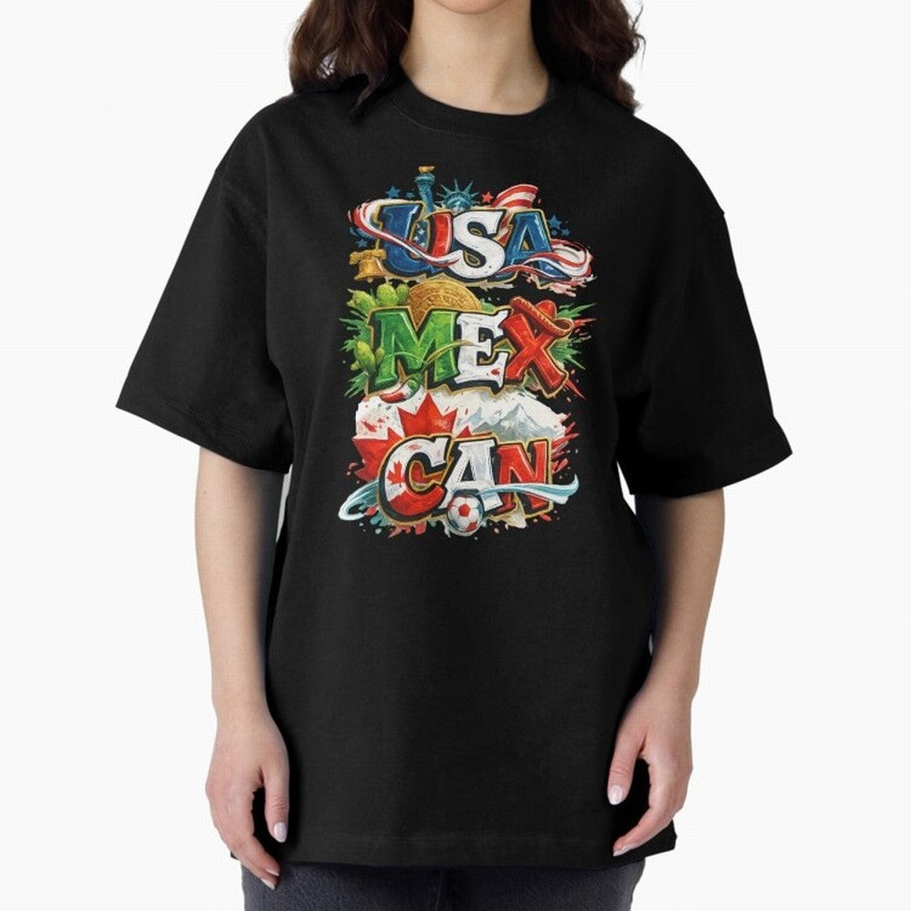 World Cup 2026 USA Canada Mexico Oversized T-Shirt Feel the Roar of FIFA World Cup 2026 USA Canada Mexico for Fans of Haaland and England, Bringing Worldwide Fan Energy, Dramatic Goals, Stadium Lights and Championship Celebrations; Great for Watch