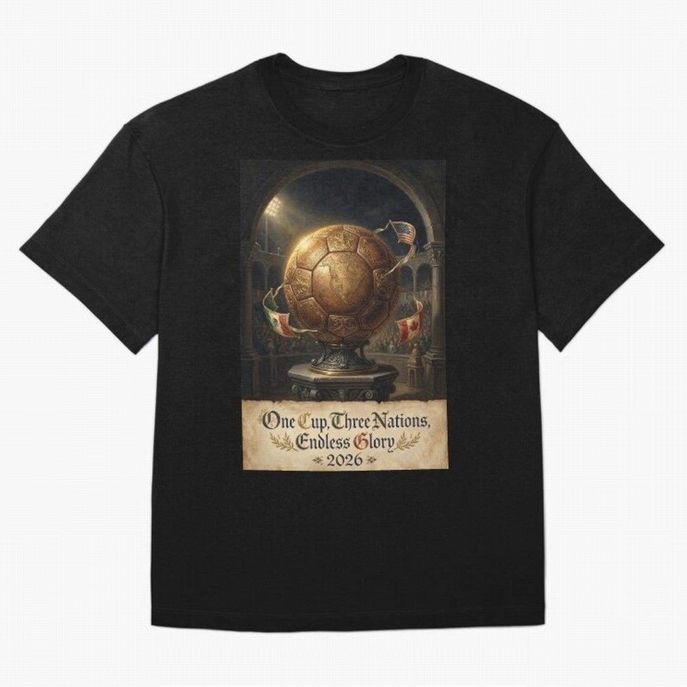 World Cup 2026 Emblem USA Canada Mexico Oversized T-Shirt Bring Supporter Culture to FIFA World Cup 2026 Group Stage for Fans of Haaland and Mbappe and England, Bringing Fan Favorite Moments, National Team Passion, Big Match Drama and Soccer