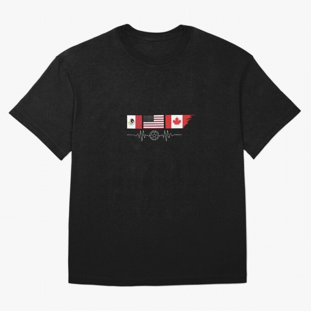 North America Soccer Heartbeat Flags 2026 Cup T-Shirt_82794888 Oversized T-Shirt Turn Every Weekend Toward Global Football Passion for FIFA World Cup 2026, Made for Mbappe, Germany, Championship Spirit, Famous Goals, Roaring Crowds and