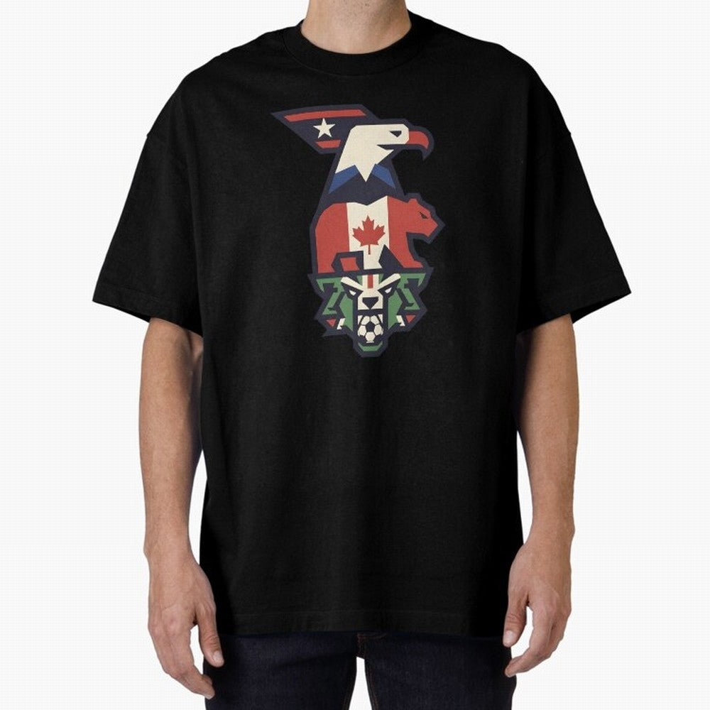 USA Canada Mexico World Cup 2026 Host Nations Oversized T-Shirt Celebrate Fan Culture around FIFA World Cup 2026 Spirit, Centered on Argentina, Messi, Football Festival Excitement, Trophy Ambitions, Country Rivalries and Star Player Buzz; Ideal for