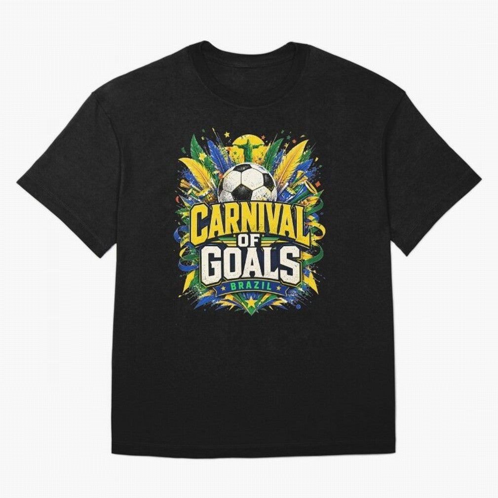 Carnival of Goals Brazil World Cup 2026 tshirt Oversized T-Shirt Join the Countdown to Global Football Passion for FIFA World Cup 2026 Group Stage, with Messi and Cristiano Ronaldo, England, Stadium Chants, National Pride, Trophy Dreams and