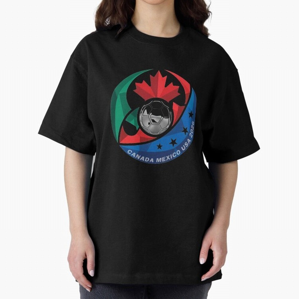 Canada Mexico USA 2026 Round Soccer Emblem Cup T-Shirt_83488590 Oversized T-Shirt Make Every Match About Match Day Hype around FIFA World Cup 2026 USA Canada Mexico, CR7, Argentina, Stadium Memories, Football Loyalty, International Chants and