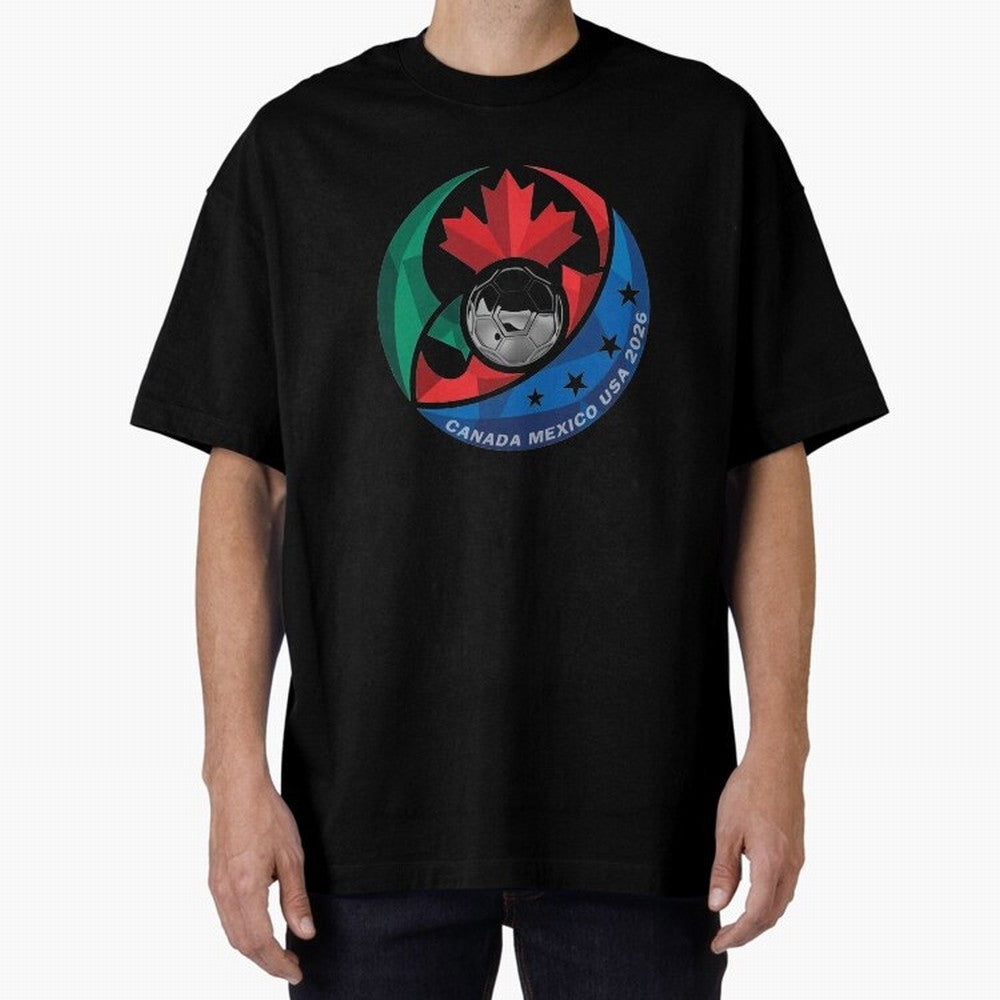 Canada Mexico USA 2026 Round Soccer Emblem Cup T-Shirt_83488590 Oversized T-Shirt Make Every Match About Match Day Hype around FIFA World Cup 2026 USA Canada Mexico, CR7, Argentina, Stadium Memories, Football Loyalty, International Chants and