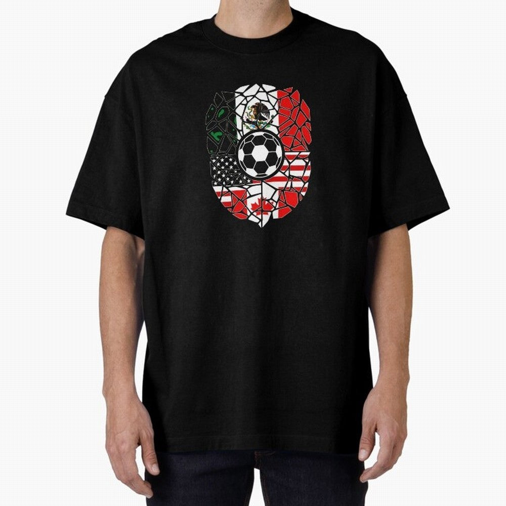 Mosaic Soccer Crest USA Canada Mexico Unity 2026 T-Shirt_82794688 Oversized T-Shirt Represent Football Lovers during FIFA World Cup 2026 USA Canada Mexico for Fans of Cristiano Ronaldo, Haaland and CR7 and England and Germany, Bringing Sports