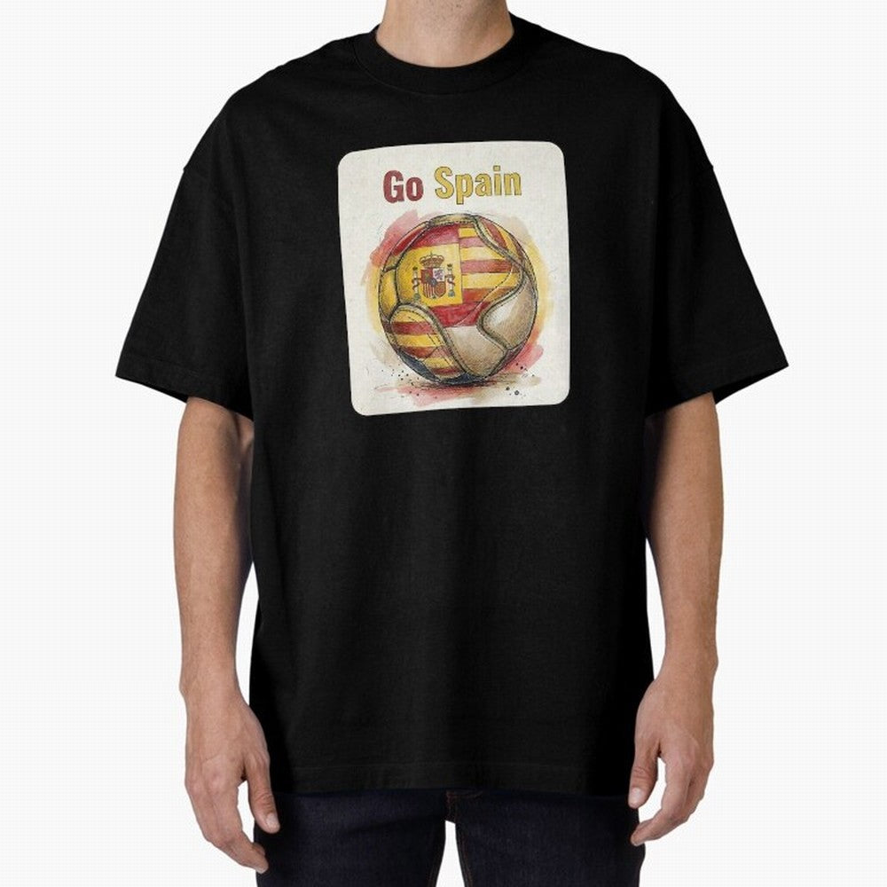 Go Spain Soccer Ball Flag | Canadian Football Fan Graphic Tee Oversized T-Shirt Celebrate the Stars of FIFA World Cup 2026 USA Canada Mexico for Fans of Cristiano Ronaldo, Haaland and CR7 and Argentina, Bringing Champion Mindset, Group Stage Buzz,