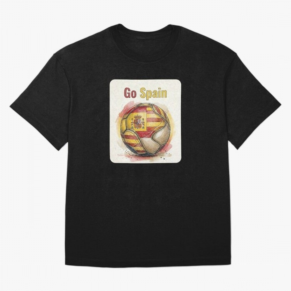 Go Spain Soccer Ball Flag | Canadian Football Fan Graphic Tee Oversized T-Shirt Celebrate the Stars of FIFA World Cup 2026 USA Canada Mexico for Fans of Cristiano Ronaldo, Haaland and CR7 and Argentina, Bringing Champion Mindset, Group Stage Buzz,