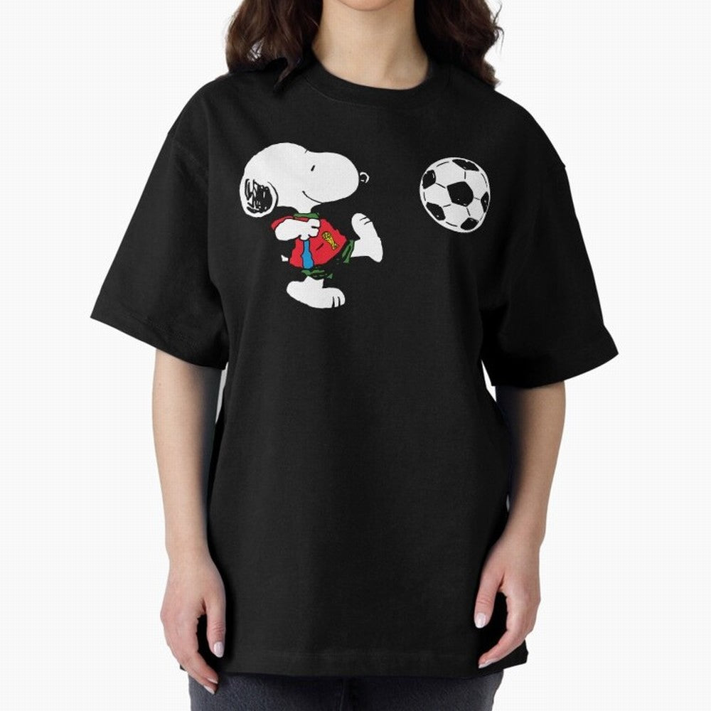 SNOOPY Football - FIFA World Cup 2026 Oversized T-Shirt Cheer for the FIFA World Cup 2026 Group Stage Journey through Mbappe Highlights, Portugal Pride, Global Supporter Spirit, Legendary Goals, National Colors and Tournament Celebration; Perfect