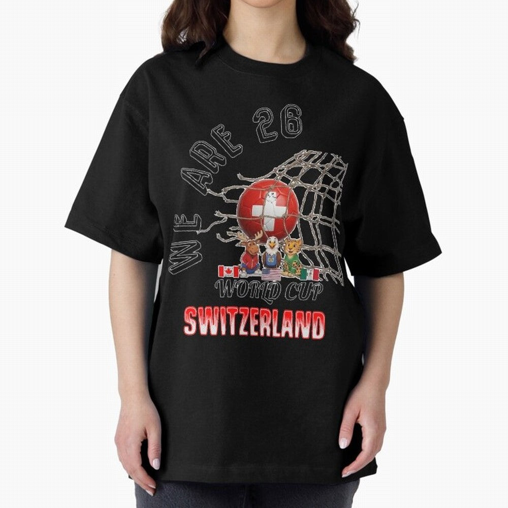 World cup 26 - Switzerland Oversized T-Shirt Celebrate the Magic of FIFA World Cup 2026 Group Stage Spirit, Made for Brazil, Portugal and Argentina, Messi, Neymar and Mbappe, Stadium Memories, Football Loyalty, International Chants and Championship