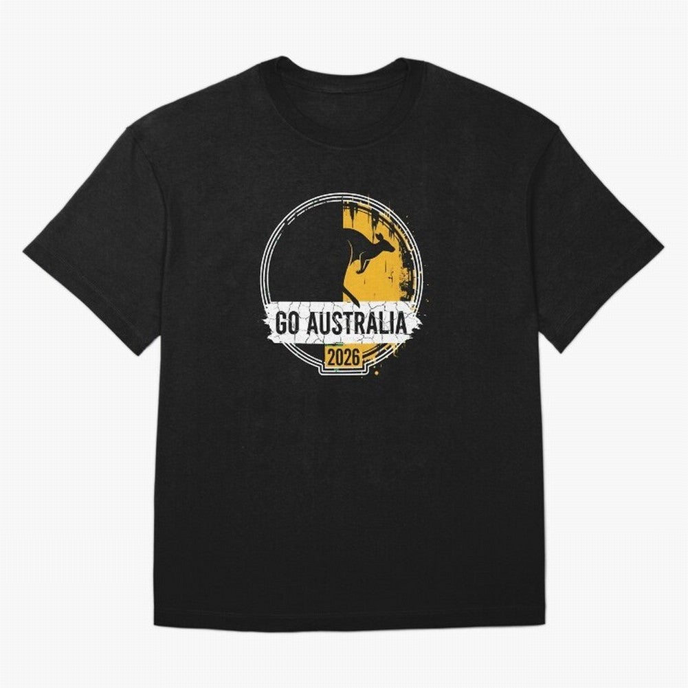 Golden Green Kangaroo Emblem Go Australia 2026 Supporter Design T-Shirt_83662099 Oversized T-Shirt Show Your Stadium Side during Match Day Hype around FIFA World Cup 2026 USA Canada Mexico, CR7 and Messi, England, Supporter Pride, Iconic