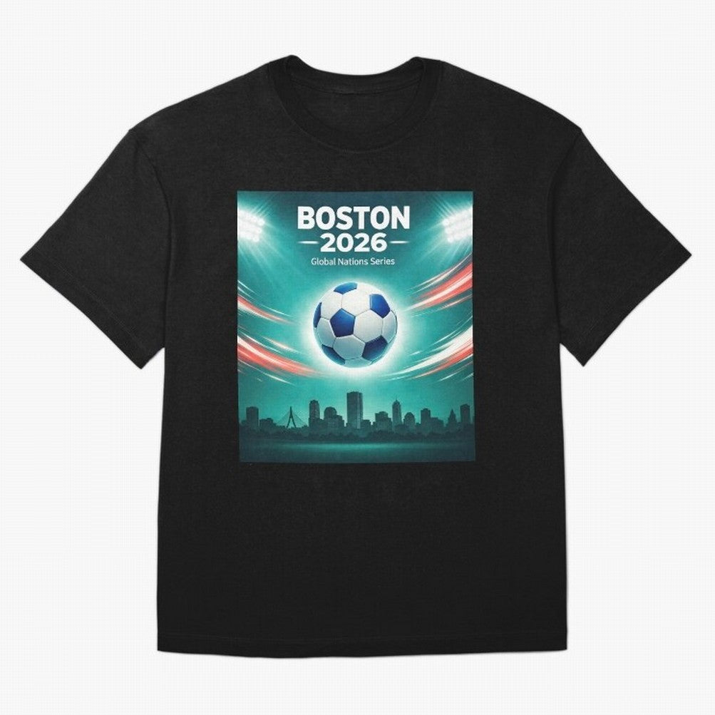 Boston 2026 Soccer Event Oversized T-Shirt Honor the Football Icons of FIFA World Cup 2026 Spirit, Built around Argentina, Haaland and Mbappe, Match Day Excitement, Supporter Culture, Golden Goals and Global Football Passion; Created for Match Day