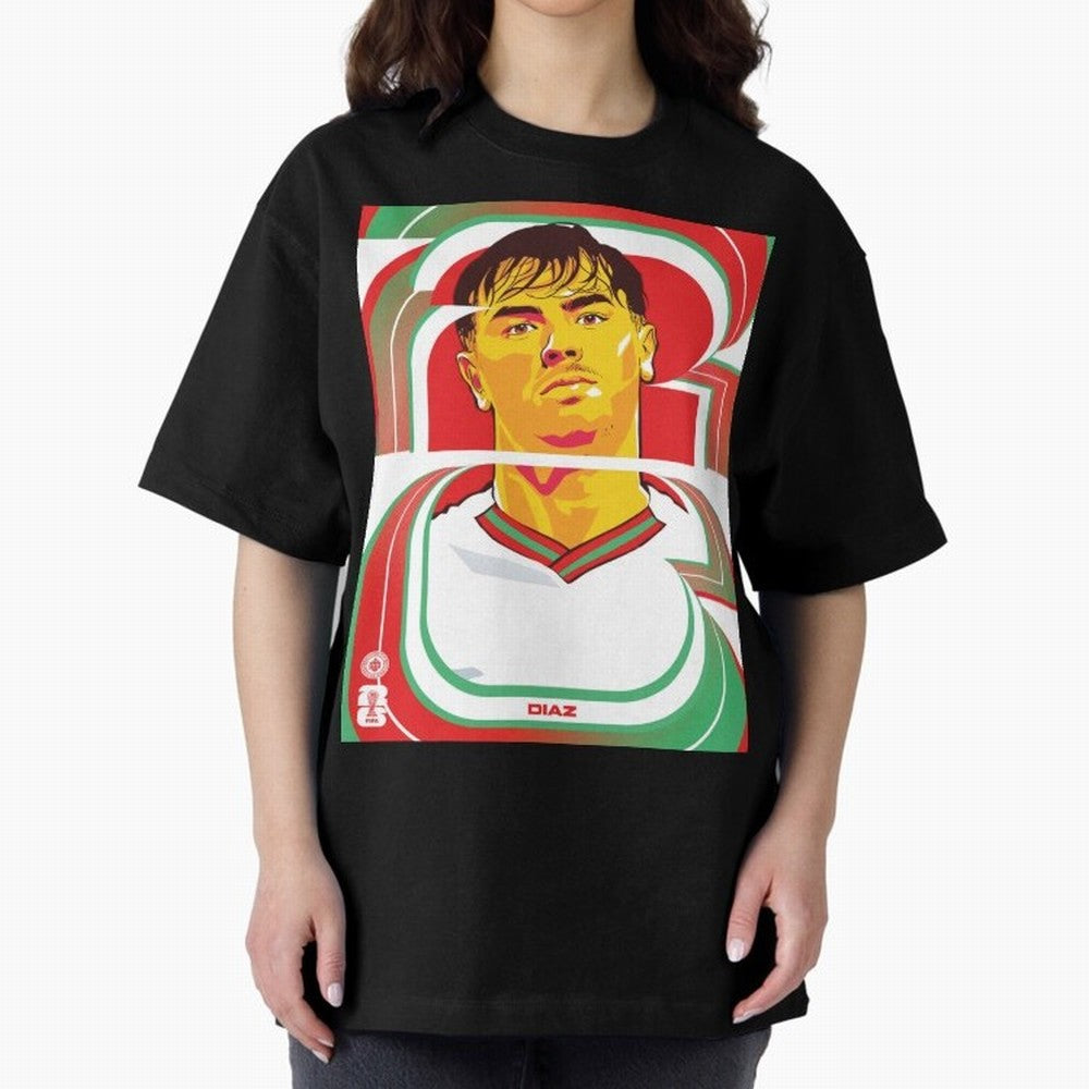 World Cup 2026 Soccer Celebration: United Football Fan Art Oversized T-Shirt Carry the Dream of the FIFA World Cup 2026 Group Stage Journey through Messi, Neymar and Mbappe Highlights, France and Portugal Pride, Championship Spirit, Famous Goals,