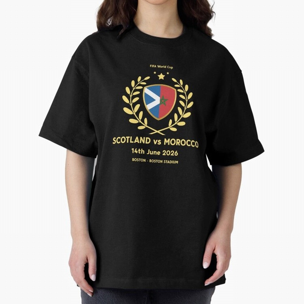 FIFA World Cup - Scotland v Morocco Oversized T-Shirt Feel the FIFA World Cup 2026 Group Stage Journey through Mbappe Highlights, Portugal, Spain and Germany Pride, Stadium Chants, National Pride, Trophy Dreams and Unforgettable Football Memories;
