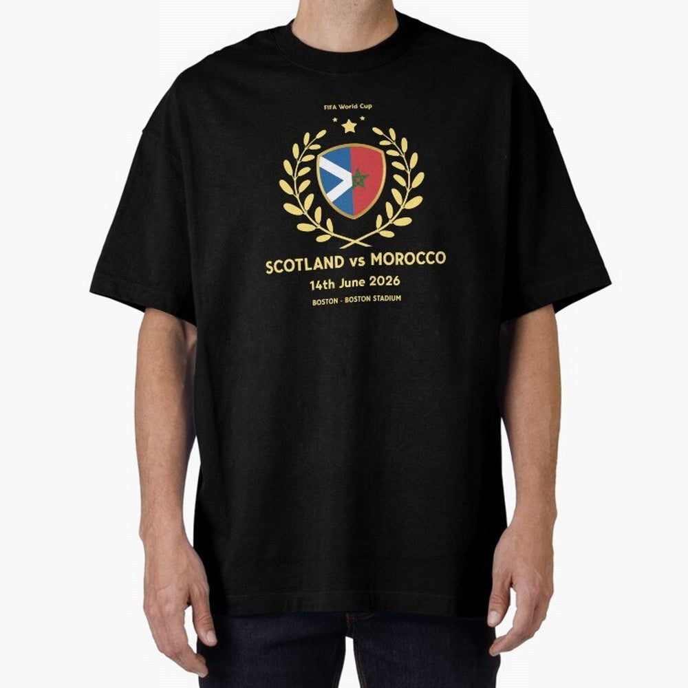 FIFA World Cup - Scotland v Morocco Oversized T-Shirt Feel the FIFA World Cup 2026 Group Stage Journey through Mbappe Highlights, Portugal, Spain and Germany Pride, Stadium Chants, National Pride, Trophy Dreams and Unforgettable Football Memories;