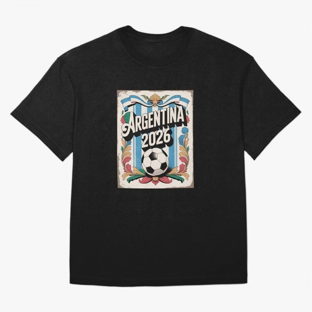 Argentina World Cup 2026 Filete Porte?o Vintage Football Poster - Buenos Aires Folk Art Fan Design Oversized T-Shirt Bring Stadium Energy to Global Football Passion for FIFA World Cup 2026, with Haaland and Mbappe, Spain and Netherlands, Champion