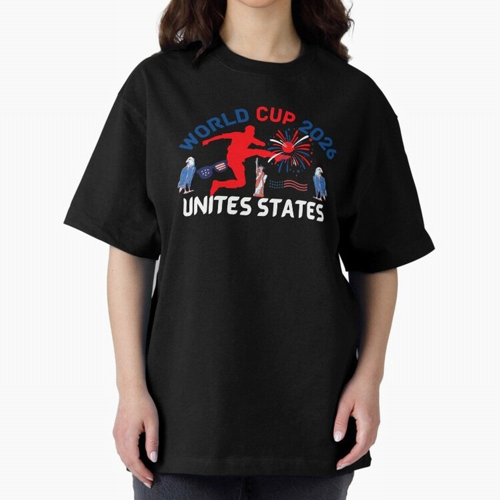 World cup 2026 unisex T-shirt World cup soccer North America 2026 Soccer World cup 26 USA Oversized T-Shirt Show Your Tournament Heart for FIFA World Cup 2026 Group Stage for Fans of Mbappe and Germany, Bringing Soccer Culture, Superstar Moments,