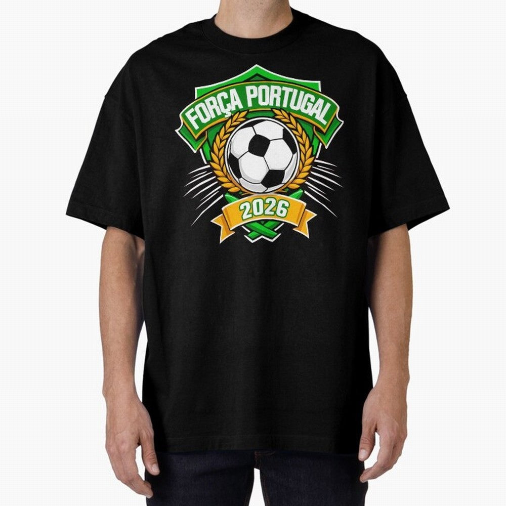 Portugal Fan Art for World Cup 2026 Oversized T-Shirt Show Your Tournament Heart for the FIFA World Cup 2026 Journey through Mbappe Highlights, Spain Pride, Worldwide Fan Energy, Dramatic Goals, Stadium Lights and Championship Celebrations; Ideal