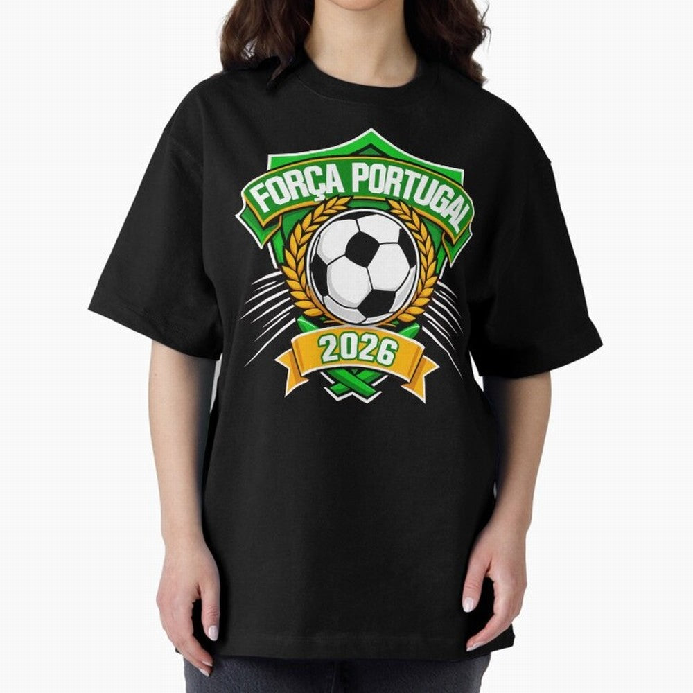 Portugal Fan Art for World Cup 2026 Oversized T-Shirt Show Your Tournament Heart for the FIFA World Cup 2026 Journey through Mbappe Highlights, Spain Pride, Worldwide Fan Energy, Dramatic Goals, Stadium Lights and Championship Celebrations; Ideal