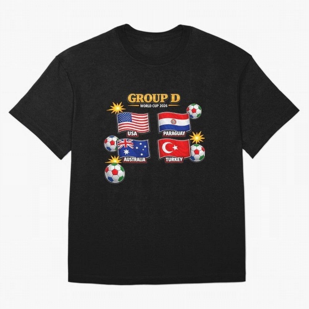 Group?D?¨C?World?Cup?2026?Flags Oversized T-Shirt Represent the Passion of Match Day Hype around FIFA World Cup 2026, Mbappe and Neymar, France and Portugal, Stadium Memories, Football Loyalty, International Chants and Championship Tradition; Ideal