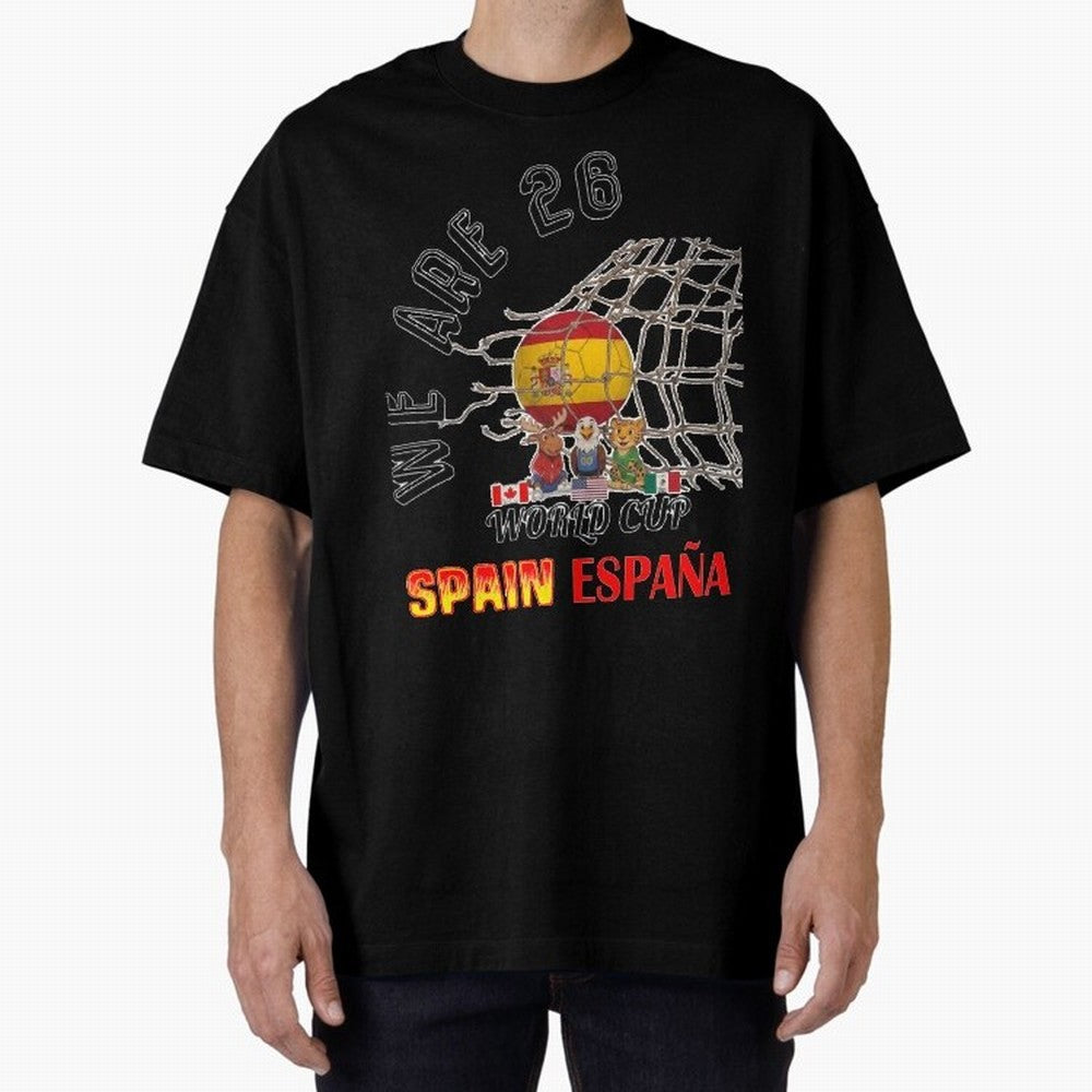 World cup 26 - Spain Oversized T-Shirt Join the Countdown to Match Day Hype around FIFA World Cup 2026 USA Canada Mexico, CR7, Netherlands, Tournament Hype, Historic Matchups, Family Viewing Parties and Global Sports Pride; Great for Supporters Who