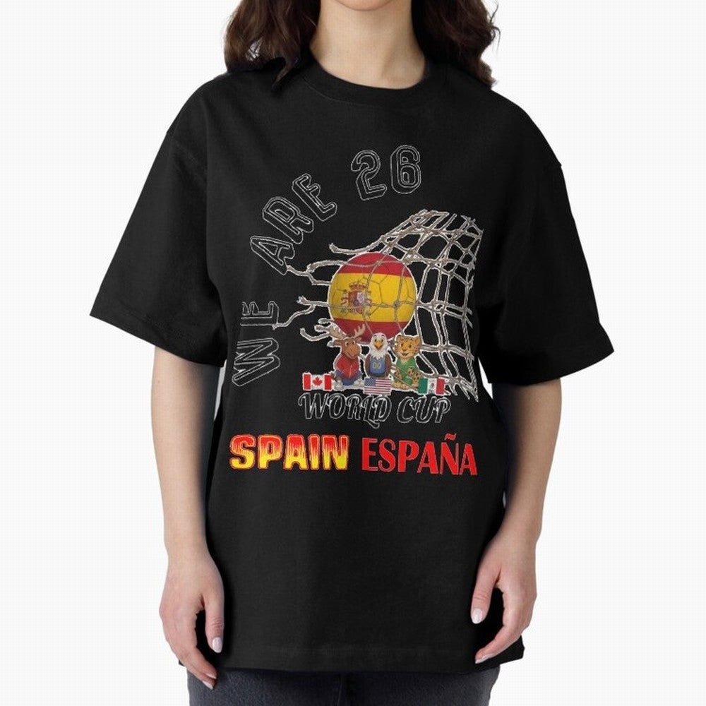 World cup 26 - Spain Oversized T-Shirt Join the Countdown to Match Day Hype around FIFA World Cup 2026 USA Canada Mexico, CR7, Netherlands, Tournament Hype, Historic Matchups, Family Viewing Parties and Global Sports Pride; Great for Supporters Who
