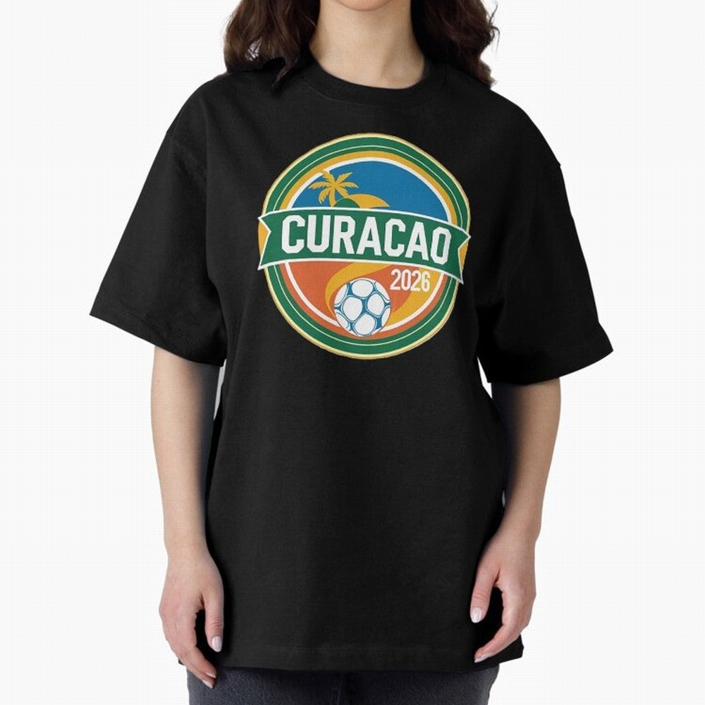 Curacao WC 2026 Oversized T-Shirt Live for the Drama of FIFA World Cup 2026 USA Canada Mexico Spirit, with Brazil, Portugal and Argentina, Neymar, Haaland and Cristiano Ronaldo, Stadium Memories, Football Loyalty, International Chants and