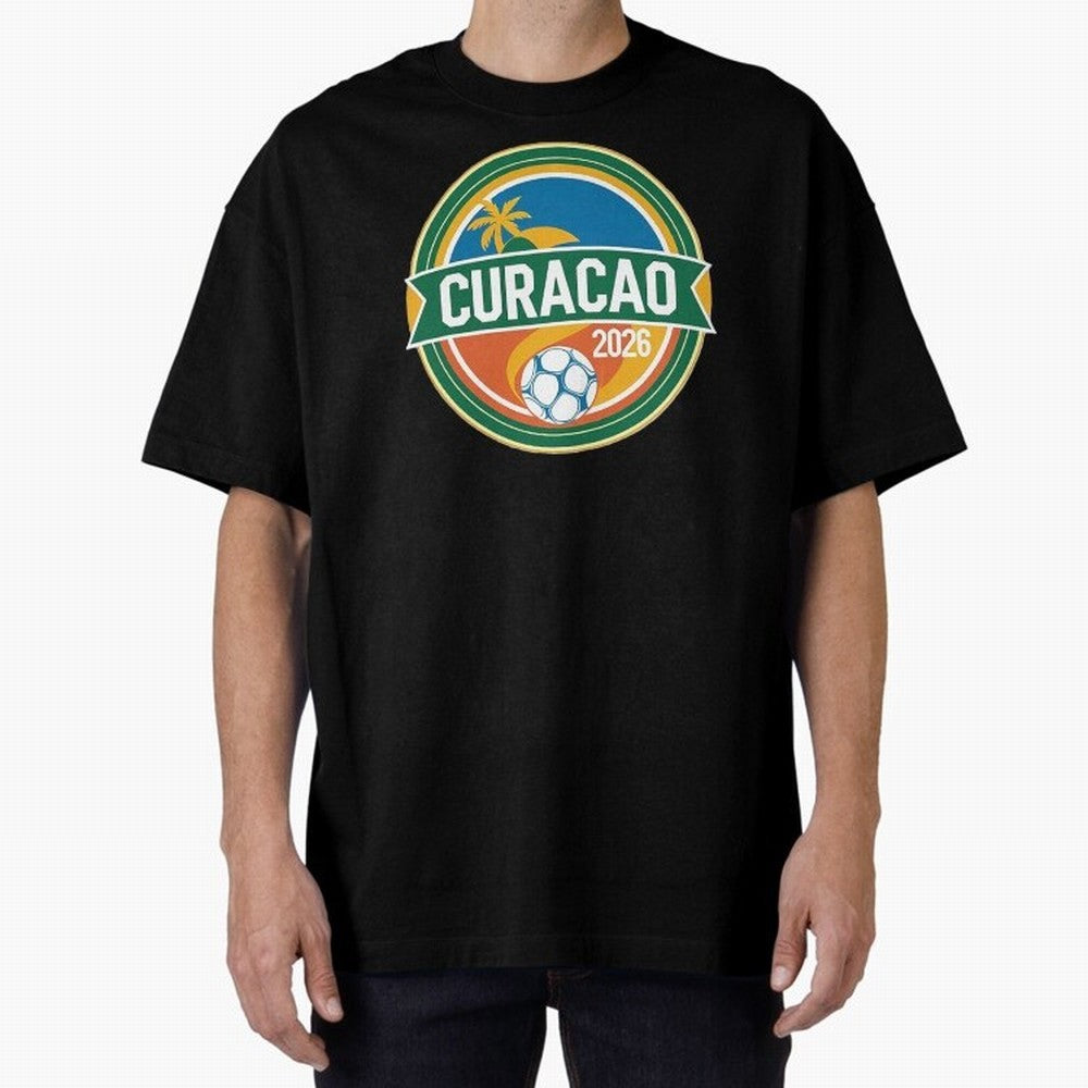 Curacao WC 2026 Oversized T-Shirt Live for the Drama of FIFA World Cup 2026 USA Canada Mexico Spirit, with Brazil, Portugal and Argentina, Neymar, Haaland and Cristiano Ronaldo, Stadium Memories, Football Loyalty, International Chants and
