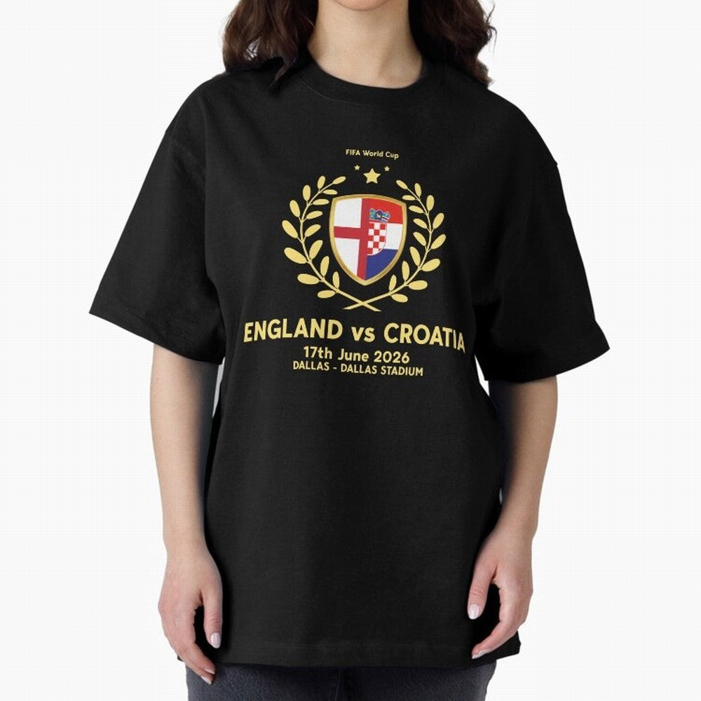 FIFA World Cup - England v Croatia Oversized T-Shirt Mark Match Day Hype around FIFA World Cup 2026 Group Stage, Neymar, Spain and Netherlands, Champion Mindset, Group Stage Buzz, Knockout Tension and Passionate Fan Culture; Perfect for Fans,